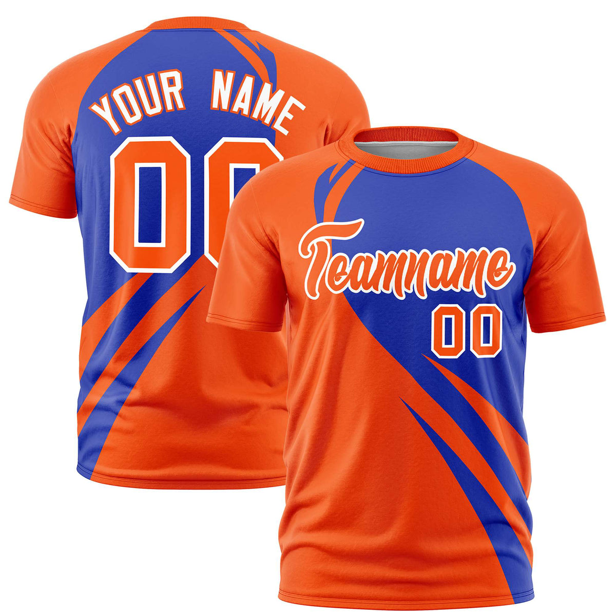 Custom Royal Blue-Orange Personalized Slanting Lump Pattern Performance T-Shirt