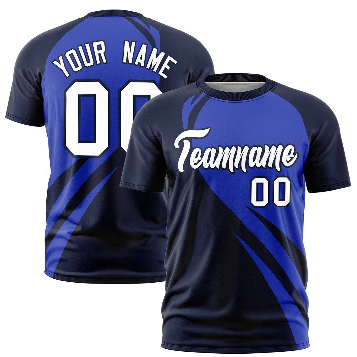 Custom Royal Blue-Navy Personalized Slanting Lump Pattern Performance T-Shirt