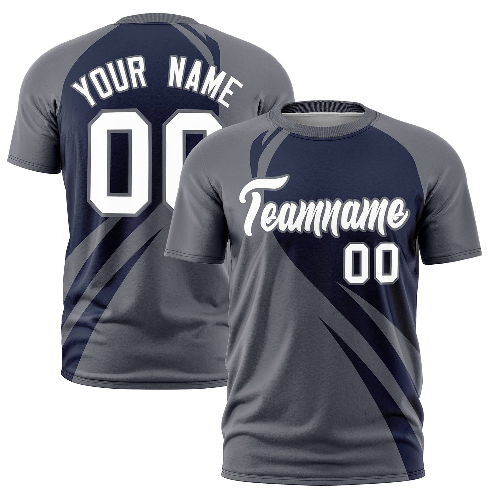 Custom Navy-Dark Gray Personalized Slanting Lump Pattern Performance T-Shirt