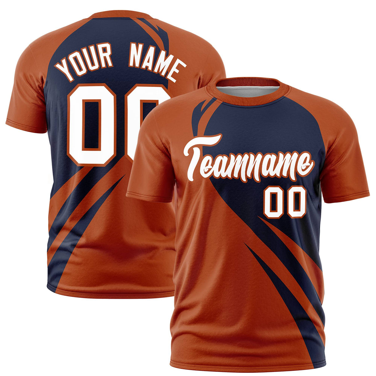 Custom Navy-Texas Orange Personalized Slanting Lump Pattern Performance T-Shirt