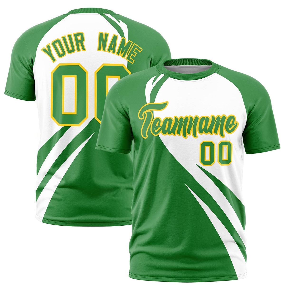 Custom White-Kelly Green Personalized Slanting Lump Pattern Performance T-Shirt