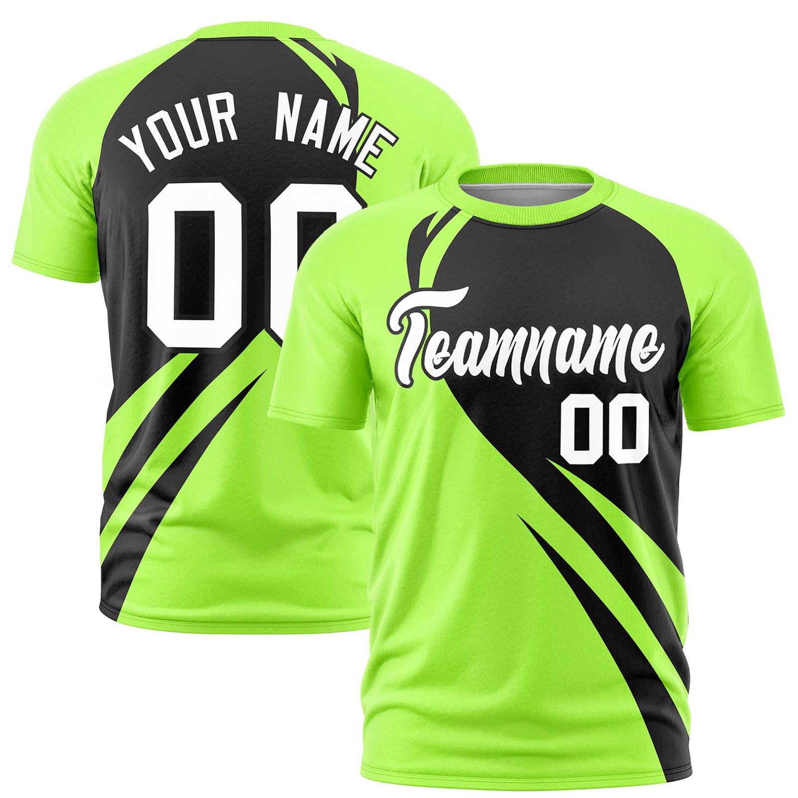 Custom Black-Neon Green Personalized Slanting Lump Pattern Performance T-Shirt