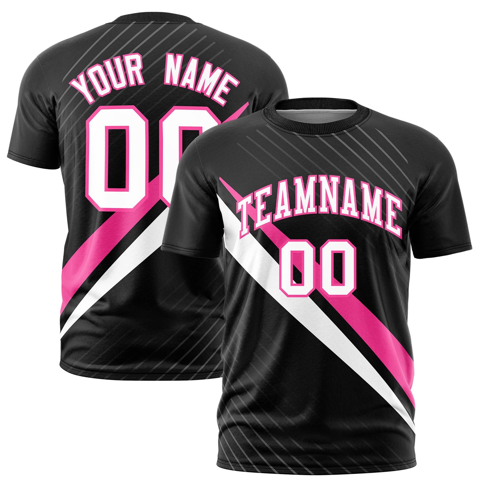 Custom Black Pink-White Personalized Slash Pattern Performance T-Shirt
