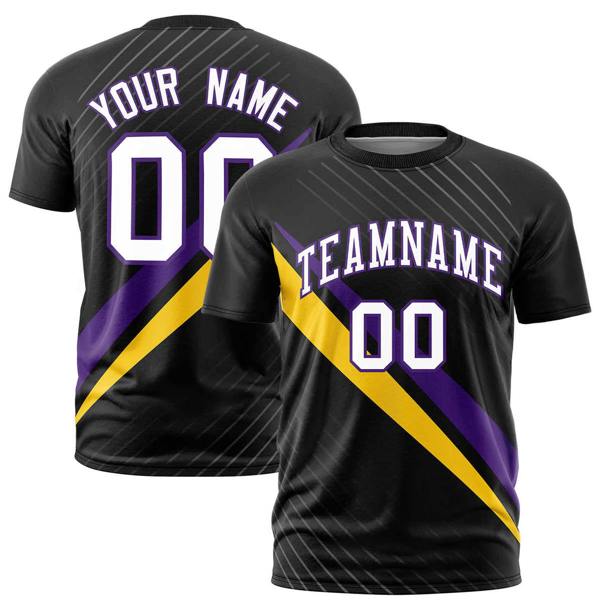 Custom Black Purple-Gold 01 Personalized Slash Pattern Performance T-Shirt