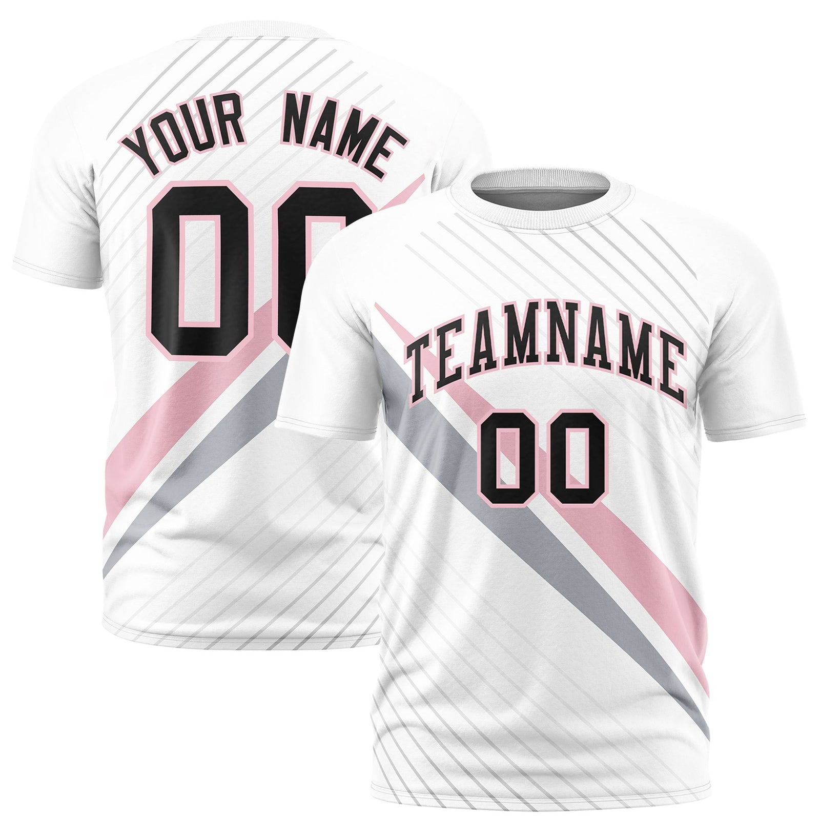 Custom White Light Pink-Gray Personalized Slash Pattern Performance T-Shirt