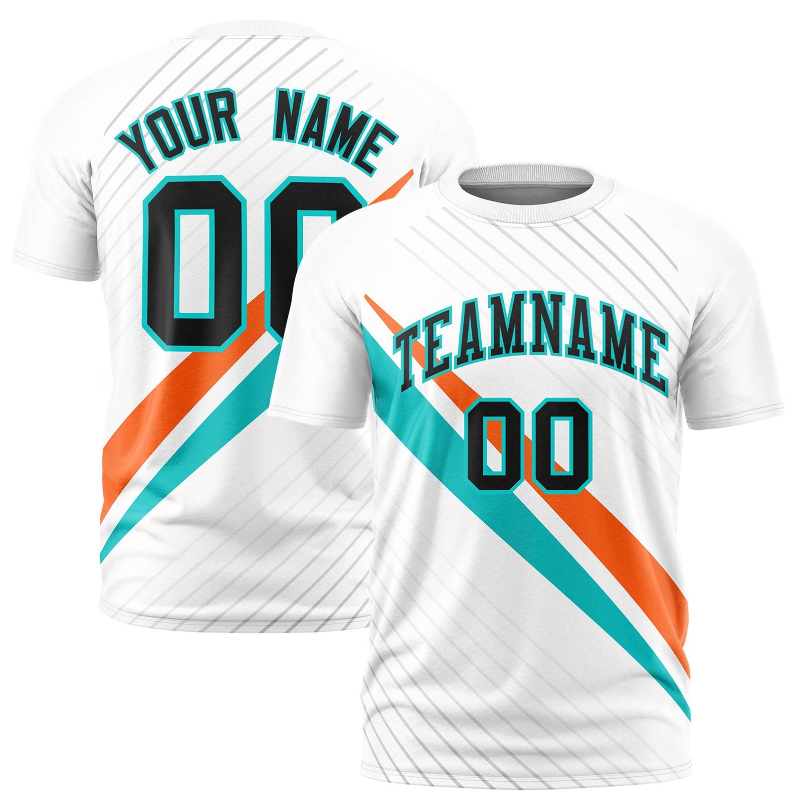 Custom White Orange-Bright Green Personalized Slash Pattern Performance T-Shirt