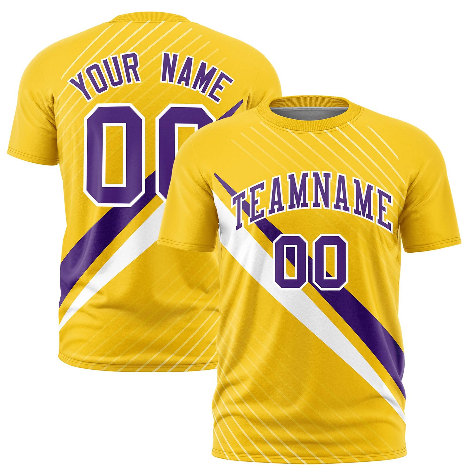 Custom Gold 01-Purple White Personalized Slash Pattern Performance T-Shirt