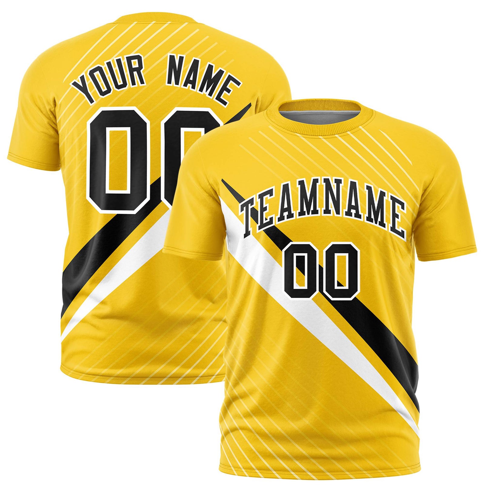 Custom Gold 01-Black White Personalized Slash Pattern Performance T-Shirt