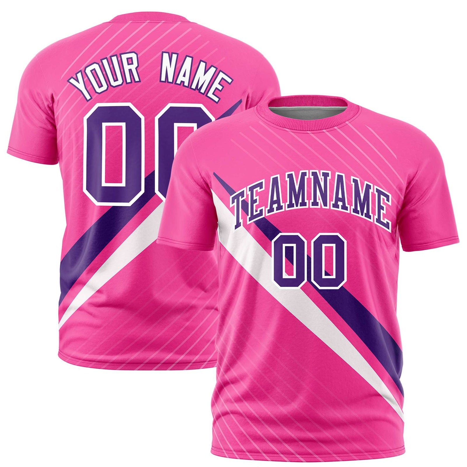 Custom Pink Purple-White Personalized Slash Pattern Performance T-Shirt