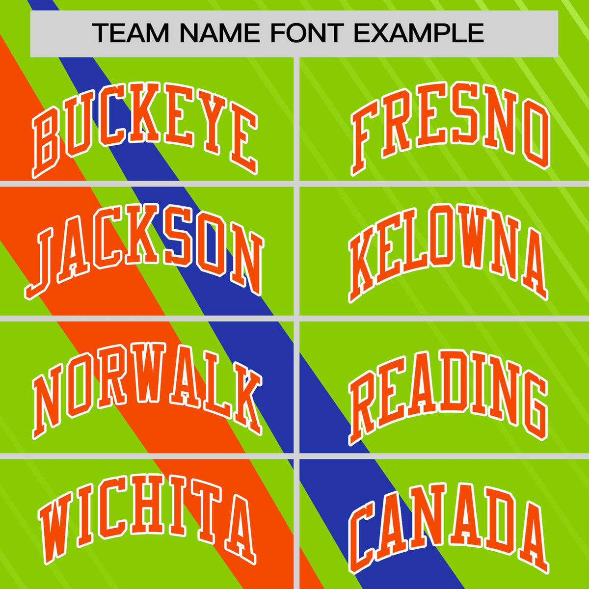 Custom Neon Green-Royal Blue Orange Personalized Slash Pattern Performance T-Shirt