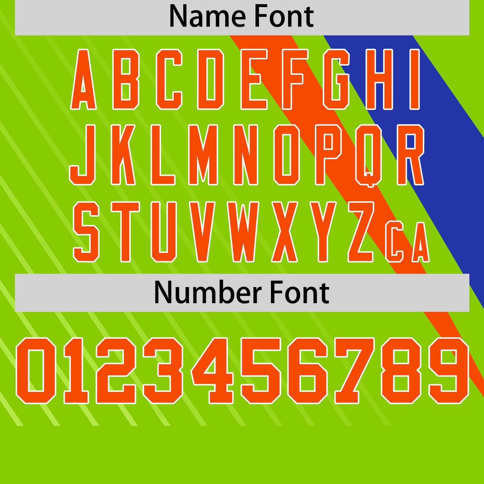 Custom Neon Green-Royal Blue Orange Personalized Slash Pattern Performance T-Shirt