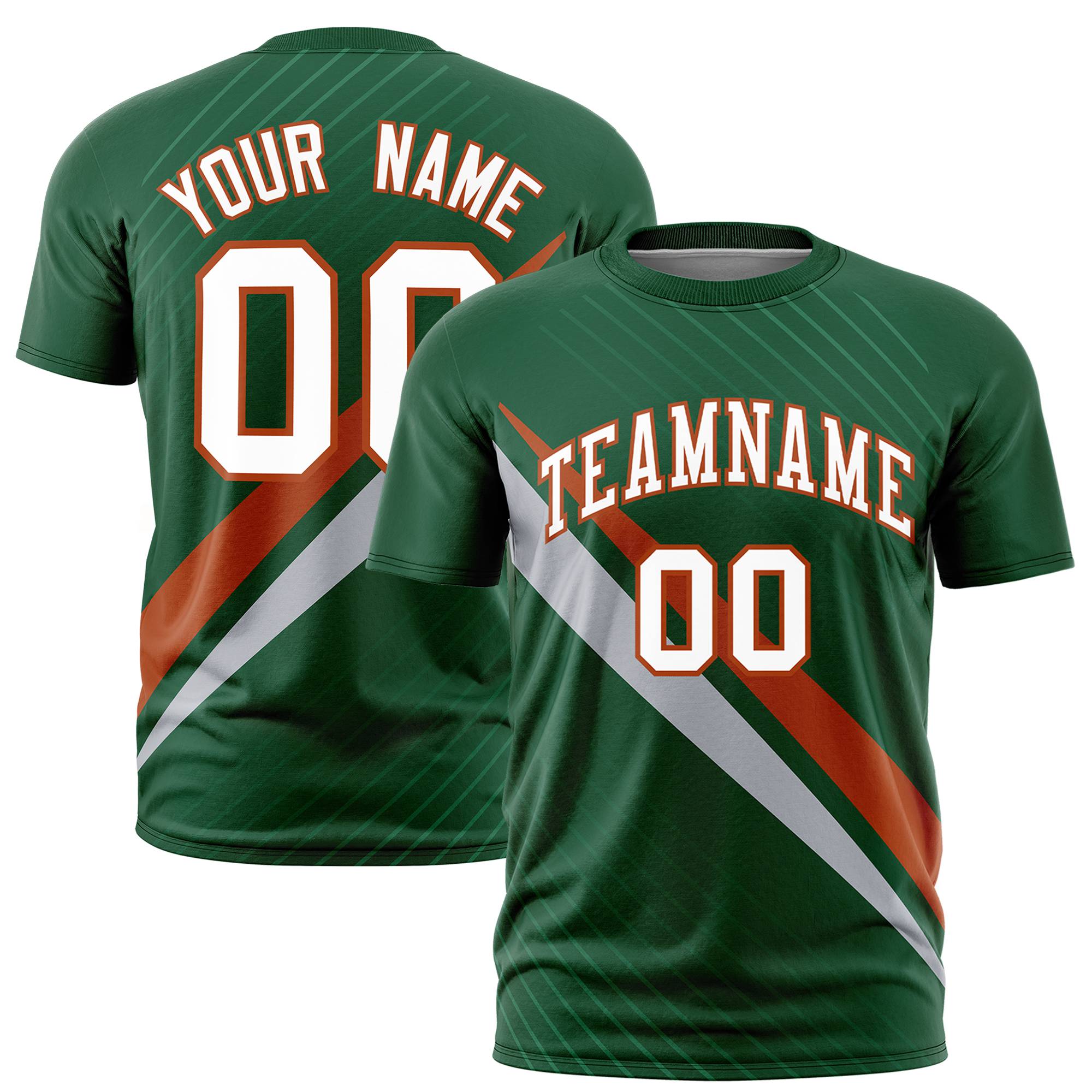Custom Green Texas Orange-Gray Personalized Slash Pattern Performance T-Shirt