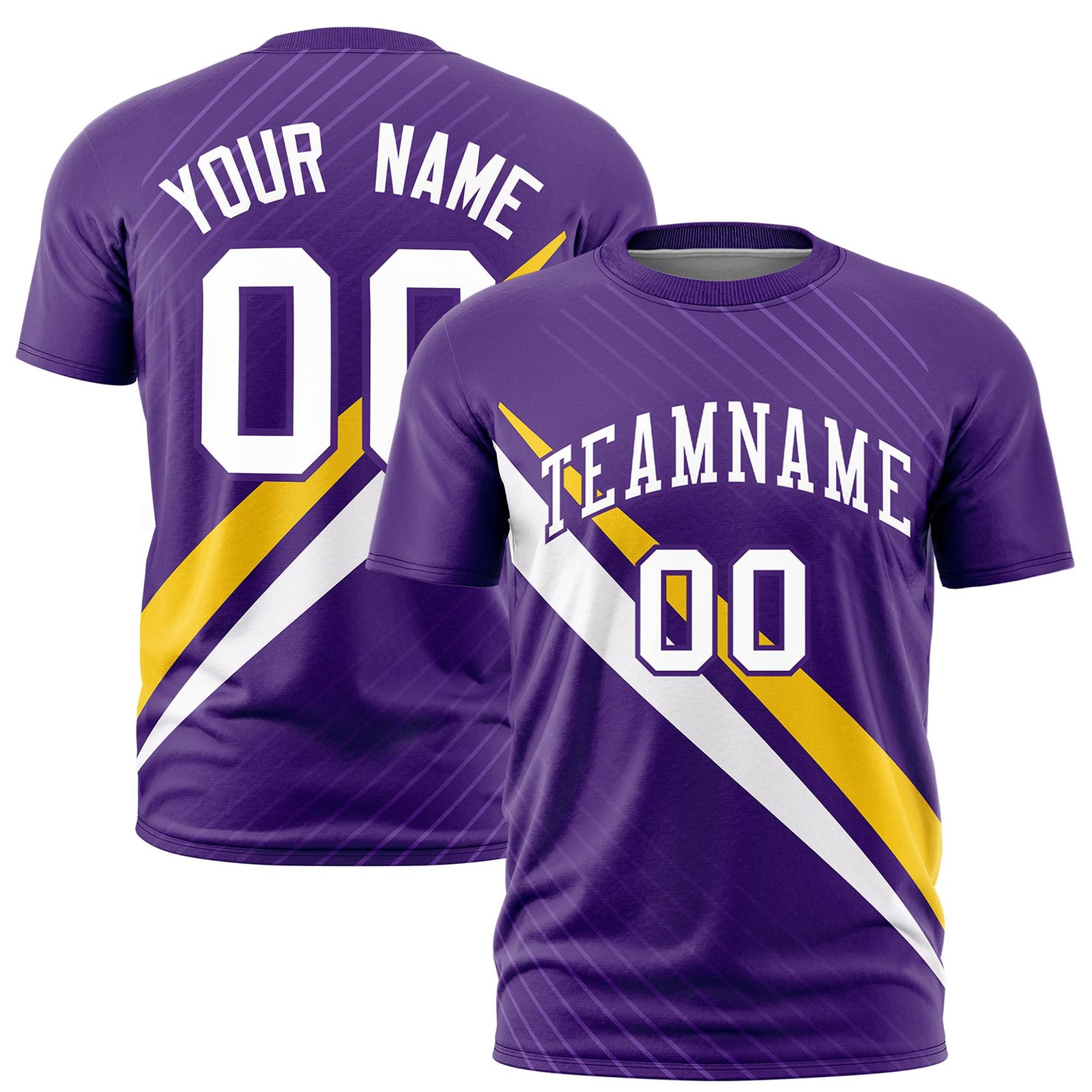 Custom Purple Gold 01-White Personalized Slash Pattern Performance T-Shirt