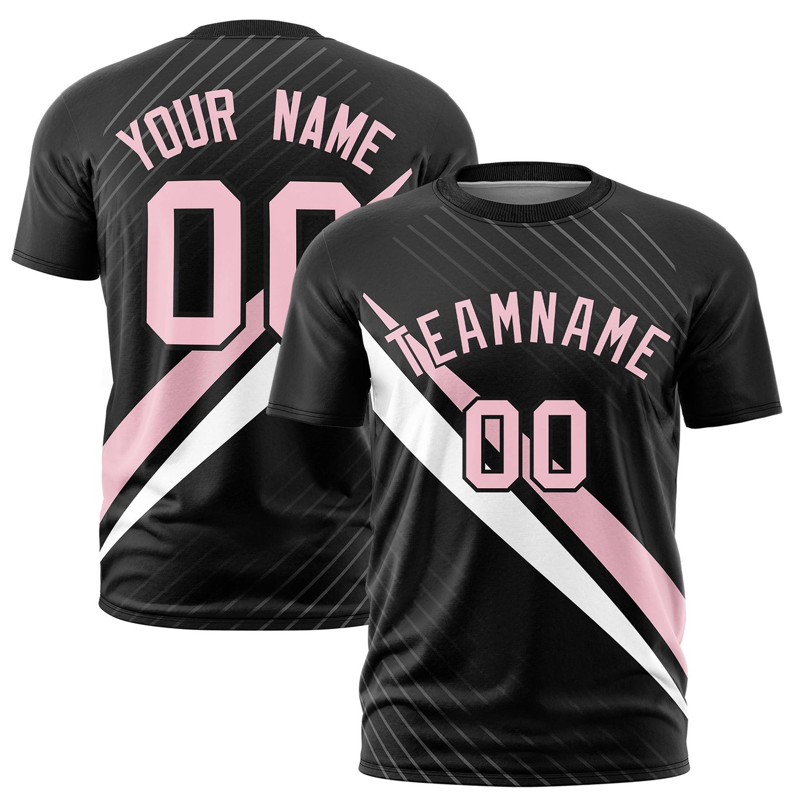 Custom Black Light Pink-White Personalized Slash Pattern Performance T-Shirt