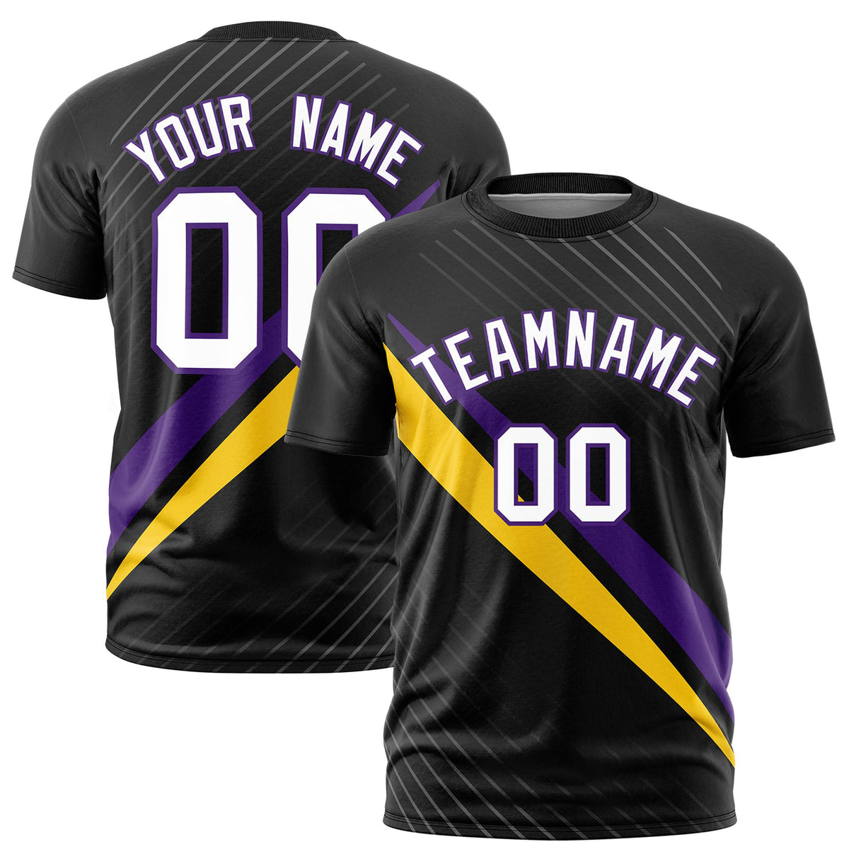 Custom Black Purple-Gold 01 Personalized Slash Pattern Performance T-Shirt