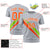 Custom Gray Neon Green-Orange Personalized Slash Pattern Performance T-Shirt