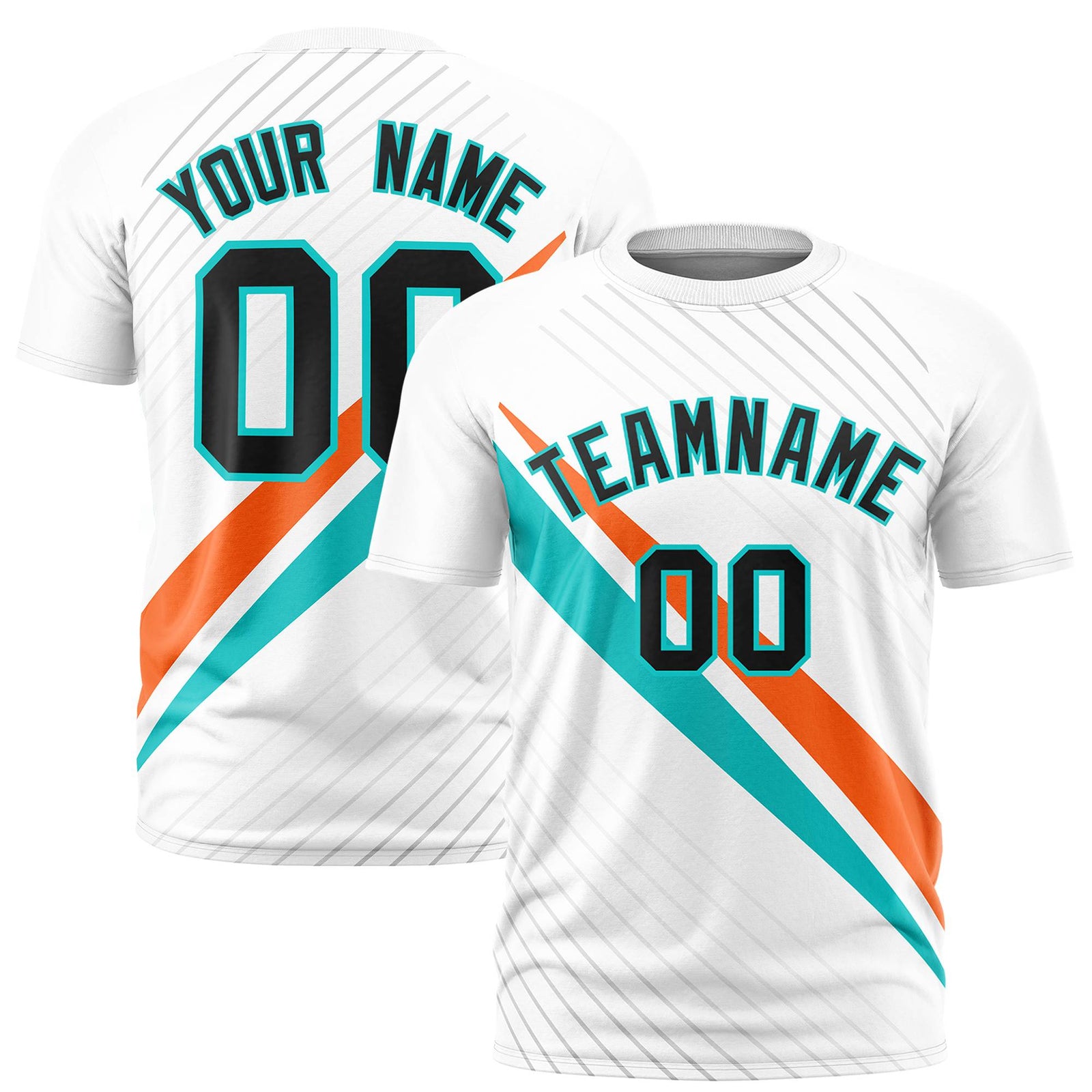 Custom White Orange-Bright Green Personalized Slash Pattern Performance T-Shirt