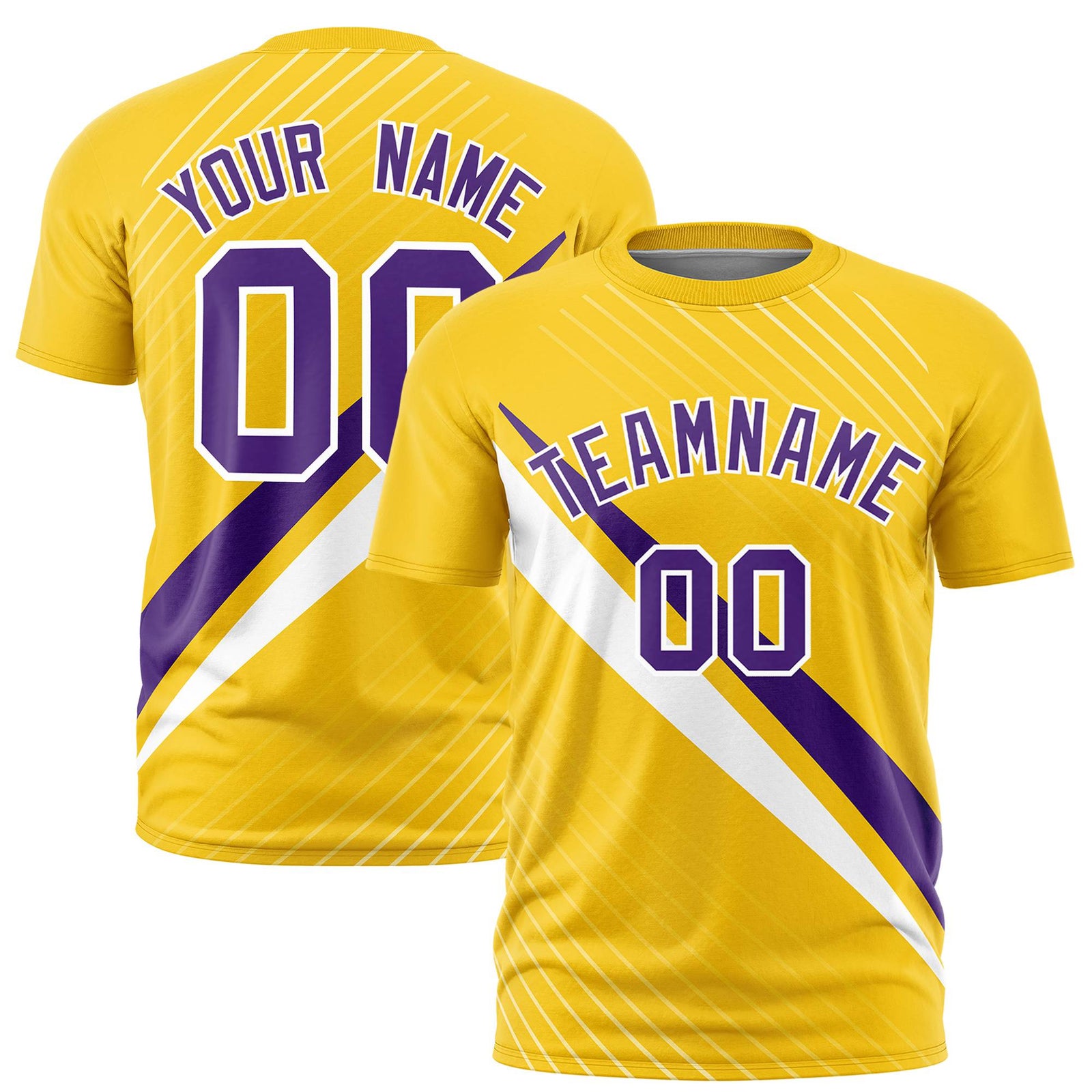 Custom Gold 01-Purple White Personalized Slash Pattern Performance T-Shirt