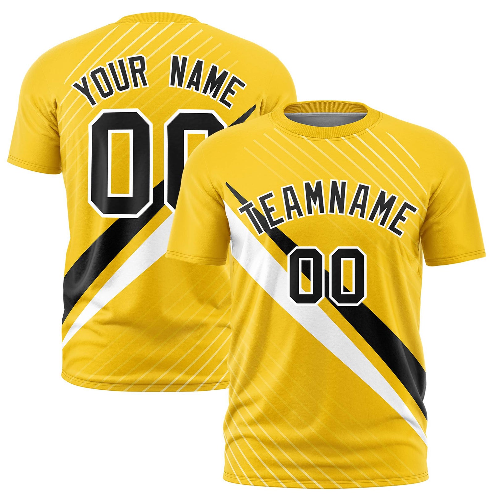 Custom Gold 01-Black White Personalized Slash Pattern Performance T-Shirt