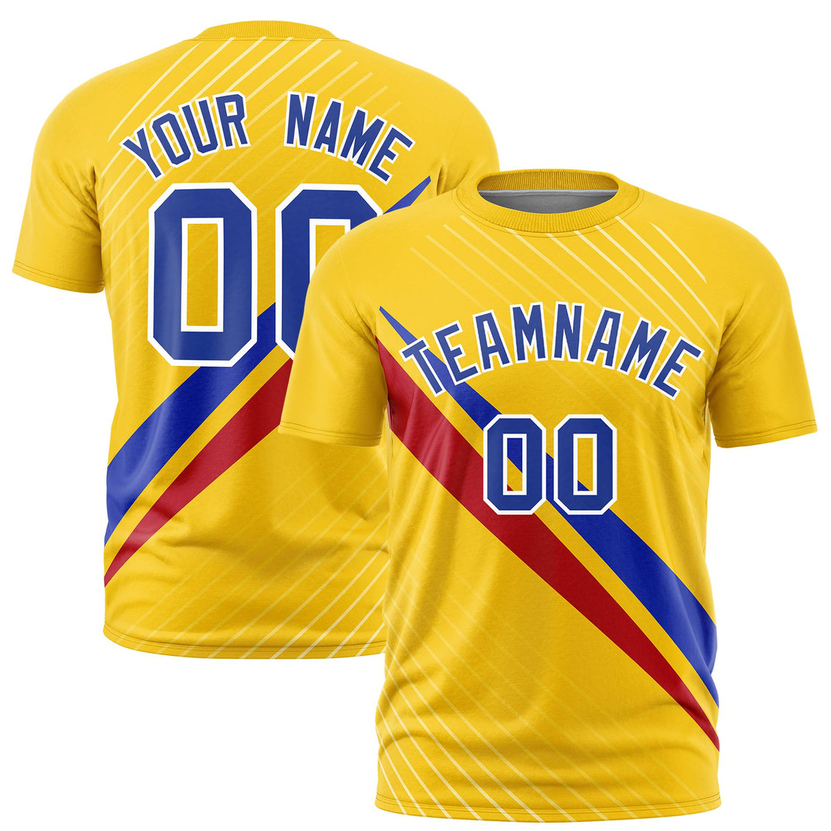 Custom Gold 01-Navy Red Personalized Slash Pattern Performance T-Shirt