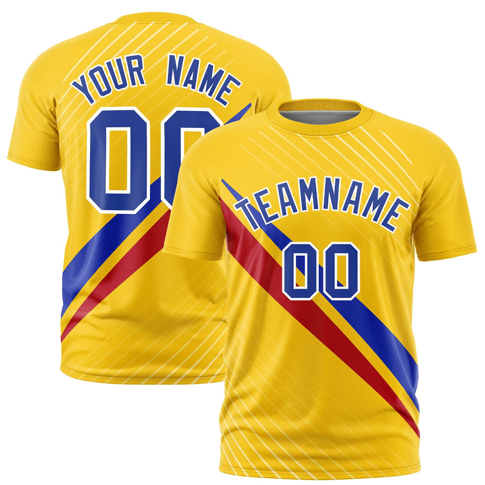 Custom Gold 01-Navy Red Personalized Slash Pattern Performance T-Shirt