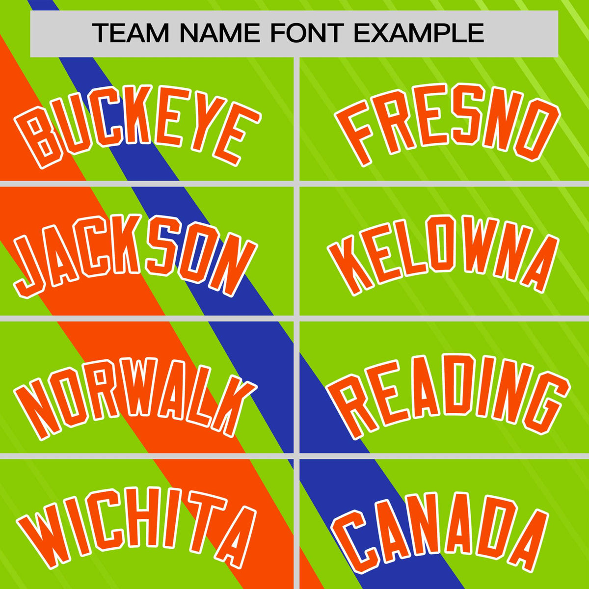 Custom Neon Green-Royal Blue Orange Personalized Slash Pattern Performance T-Shirt