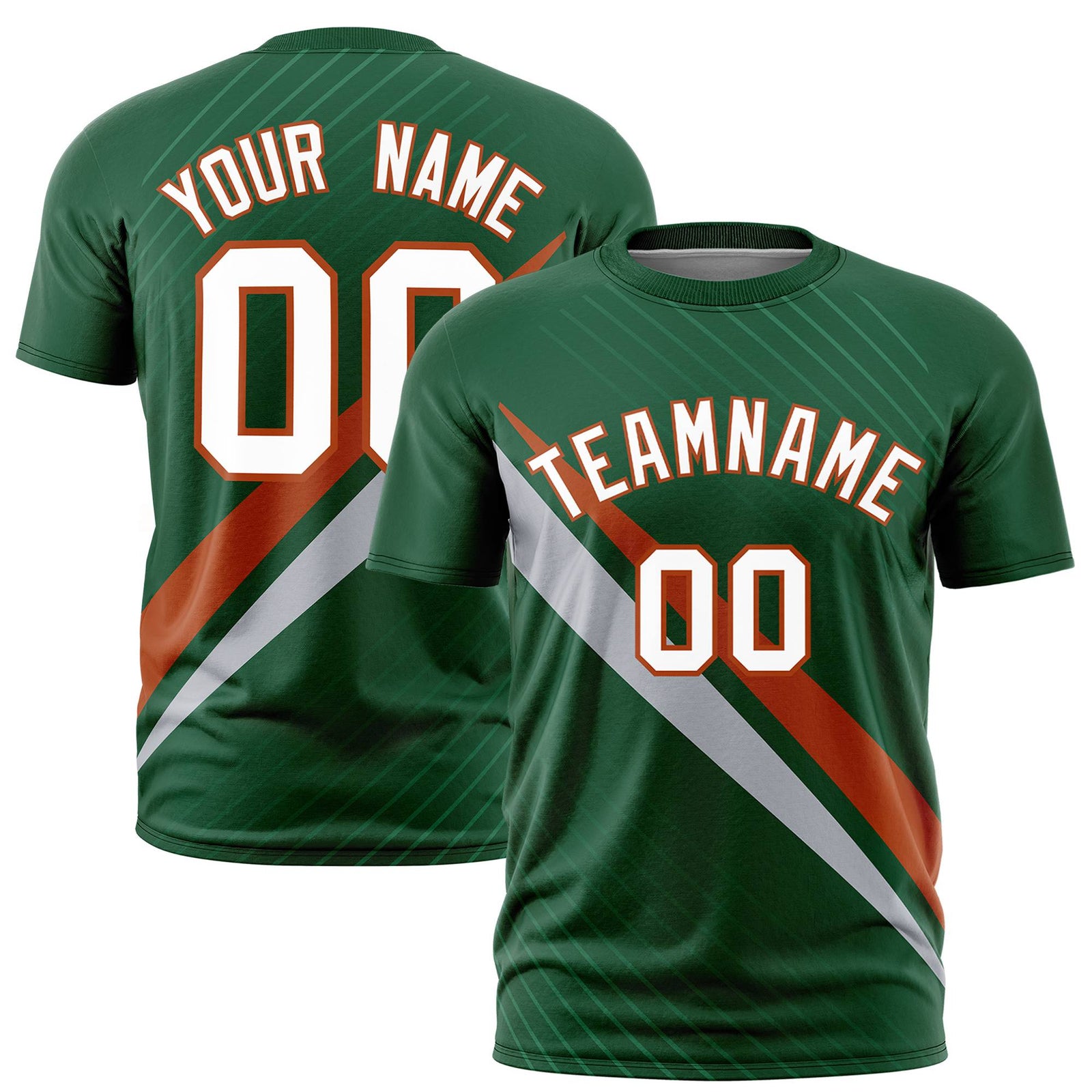 Custom Green Texas Orange-Gray Personalized Slash Pattern Performance T-Shirt