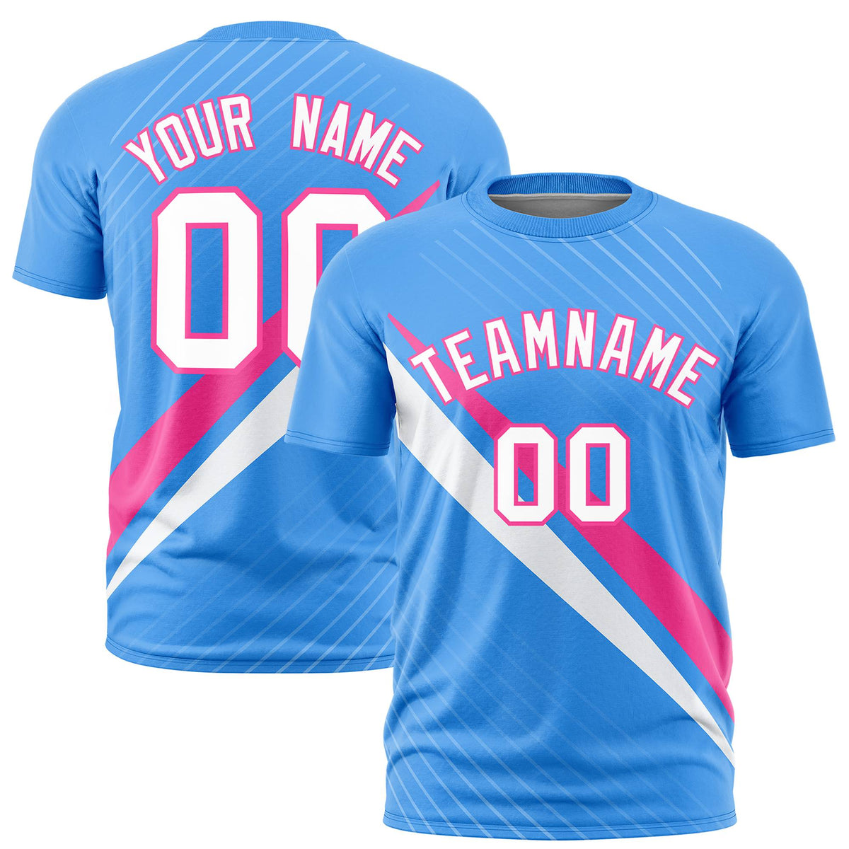 Custom Powder Blue-Pink White Personalized Slash Pattern Performance T-Shirt