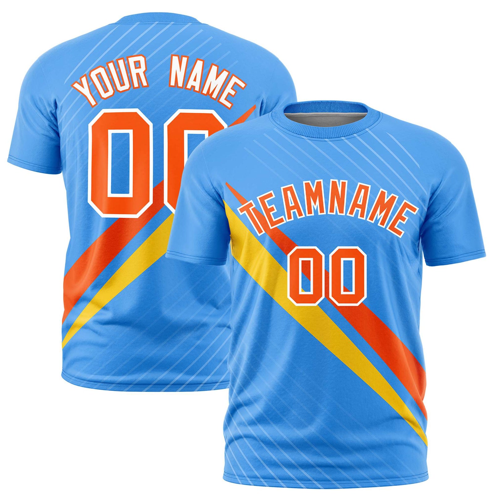 Custom Powder Blue-Orange Gold 01 Personalized Slash Pattern Performance T-Shirt
