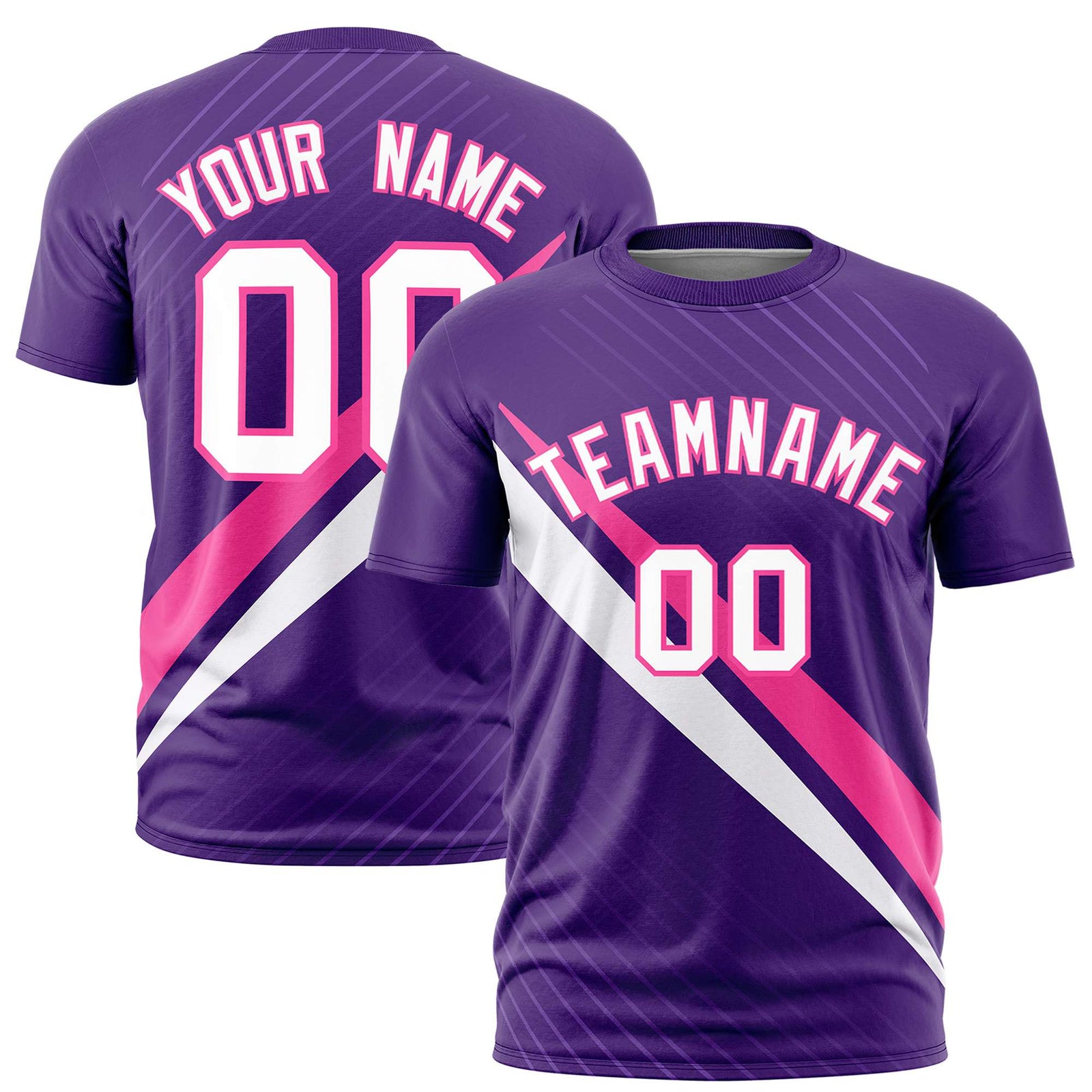 Custom Purple Pink-White Personalized Slash Pattern Performance T-Shirt