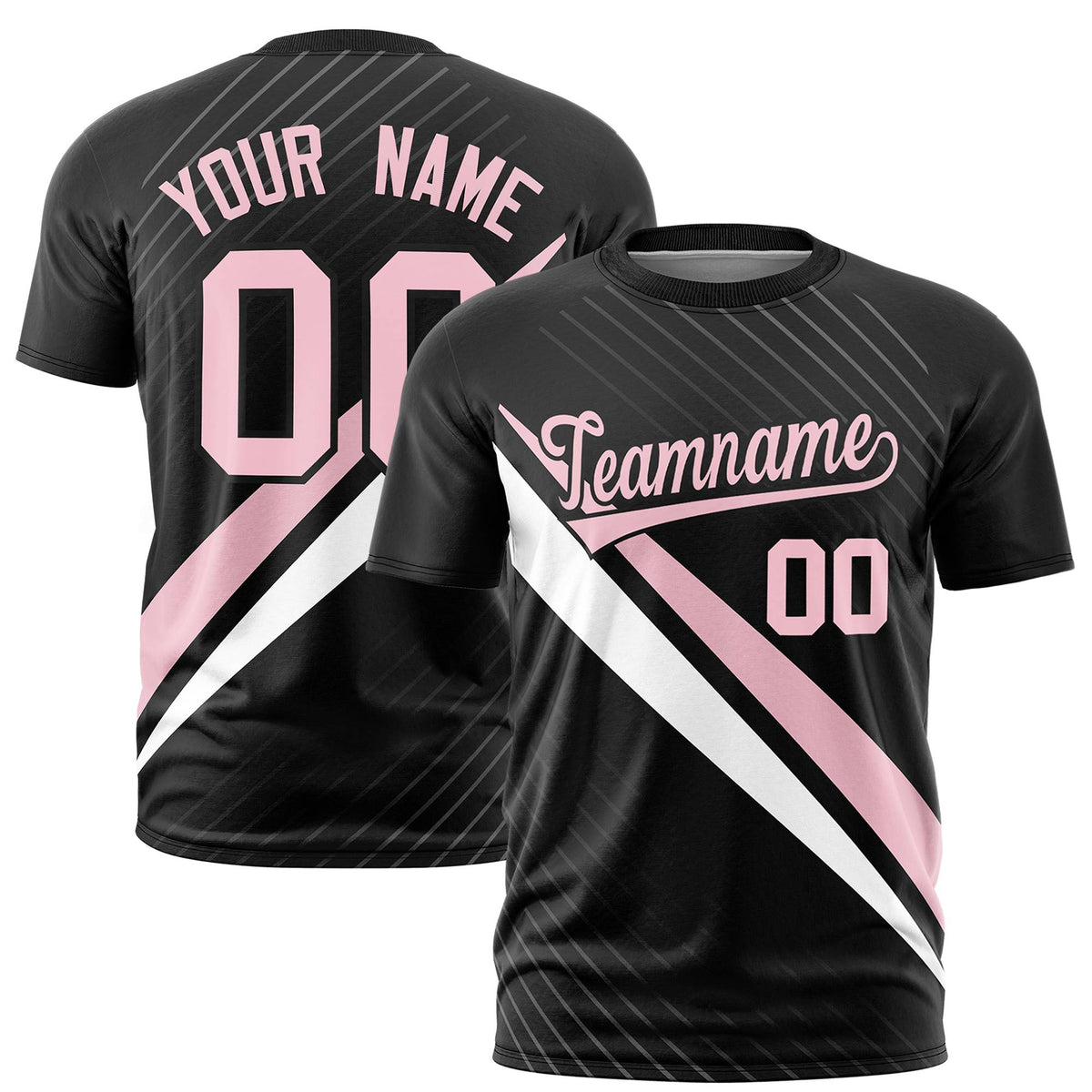Custom Black Light Pink-White Personalized Slash Pattern Performance T-Shirt