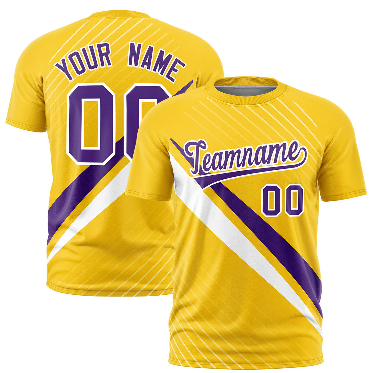 Custom Gold 01-Purple White Personalized Slash Pattern Performance T-Shirt