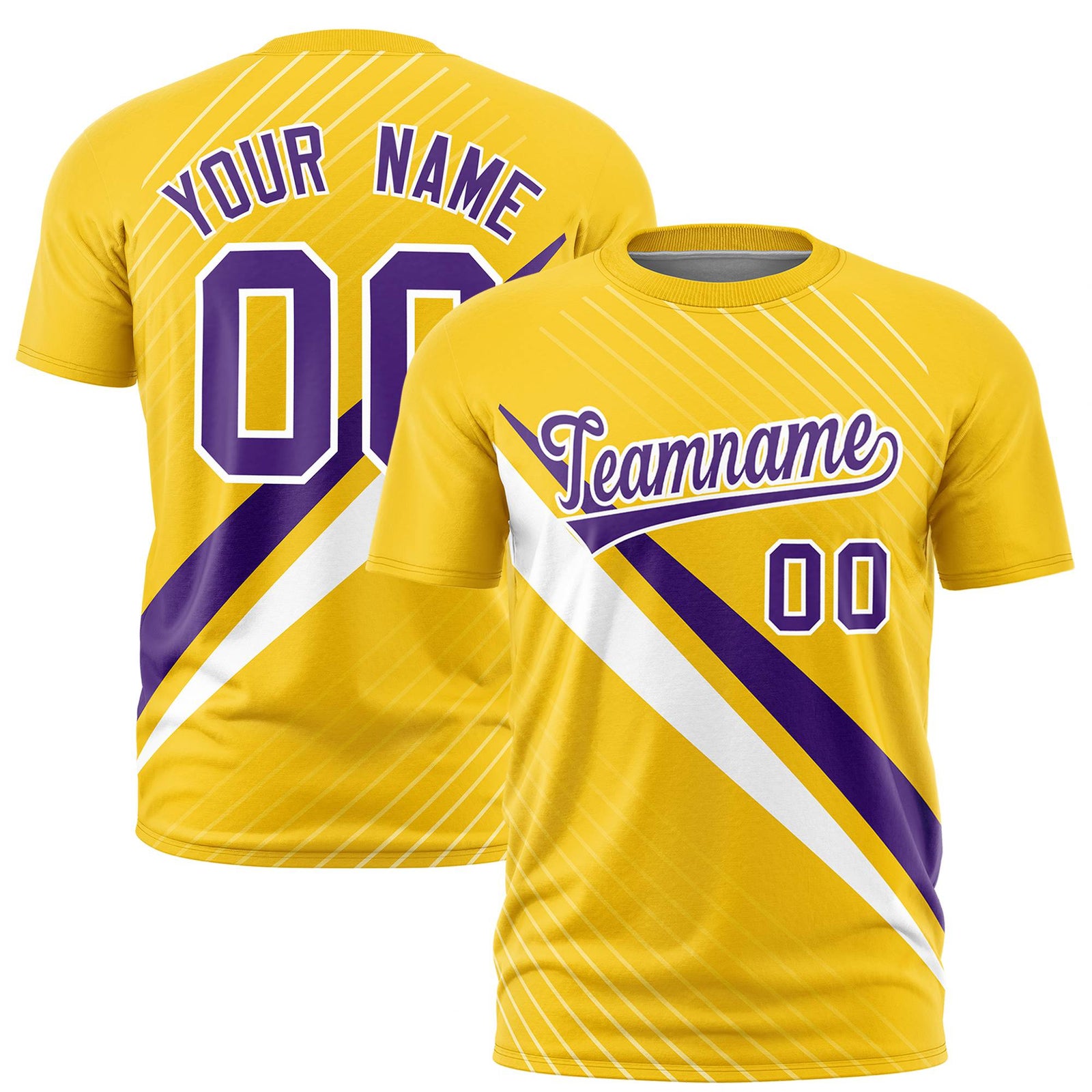 Custom Gold 01-Purple White Personalized Slash Pattern Performance T-Shirt