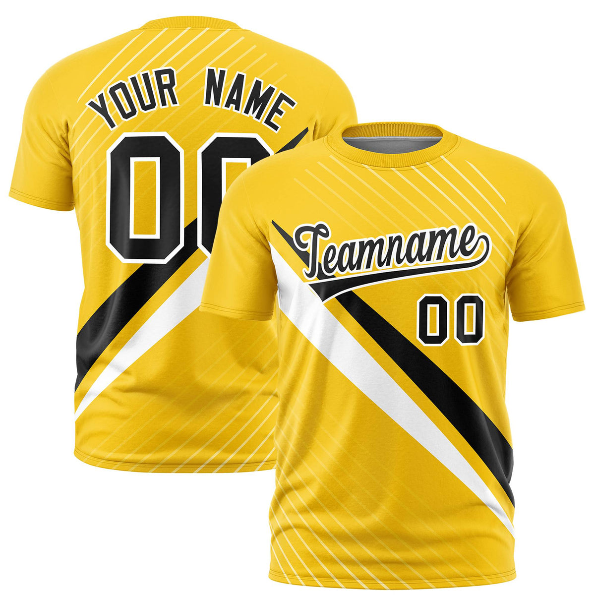 Custom Gold 01-Black White Personalized Slash Pattern Performance T-Shirt