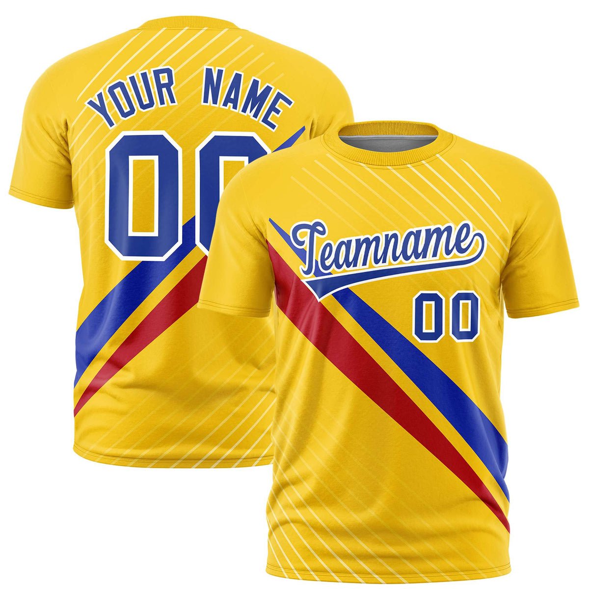 Custom Gold 01-Navy Red Personalized Slash Pattern Performance T-Shirt