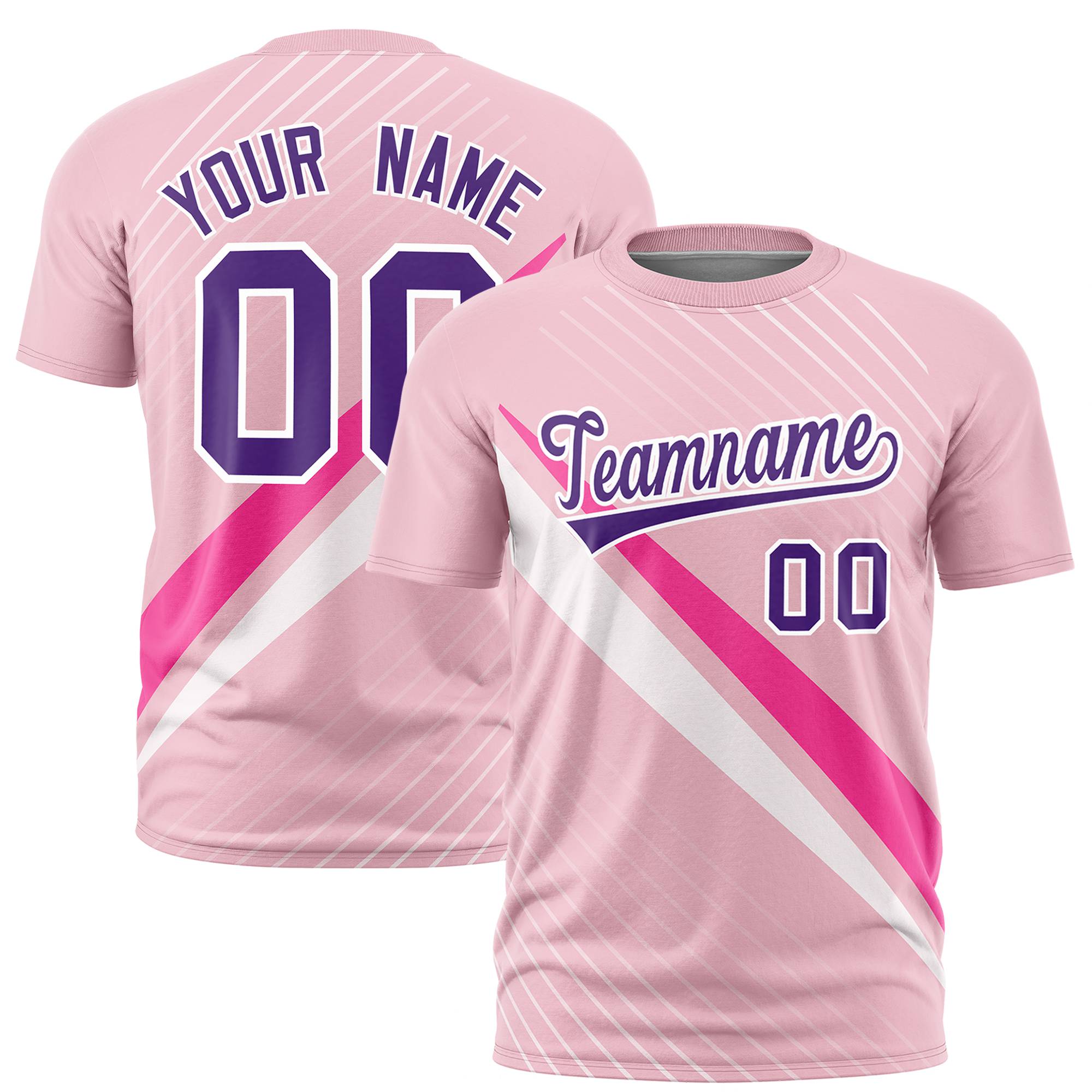 Custom Light Pink-Pink White Personalized Slash Pattern Performance T-Shirt