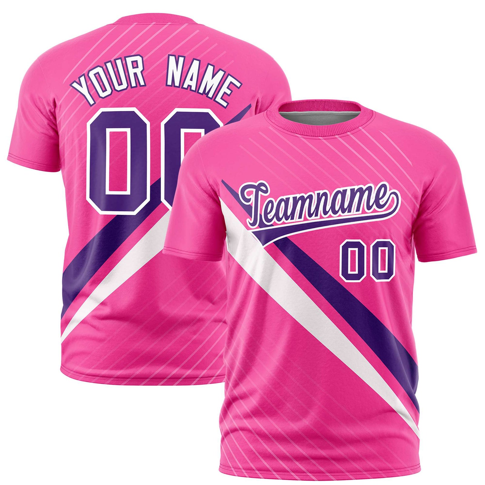 Custom Pink Purple-White Personalized Slash Pattern Performance T-Shirt