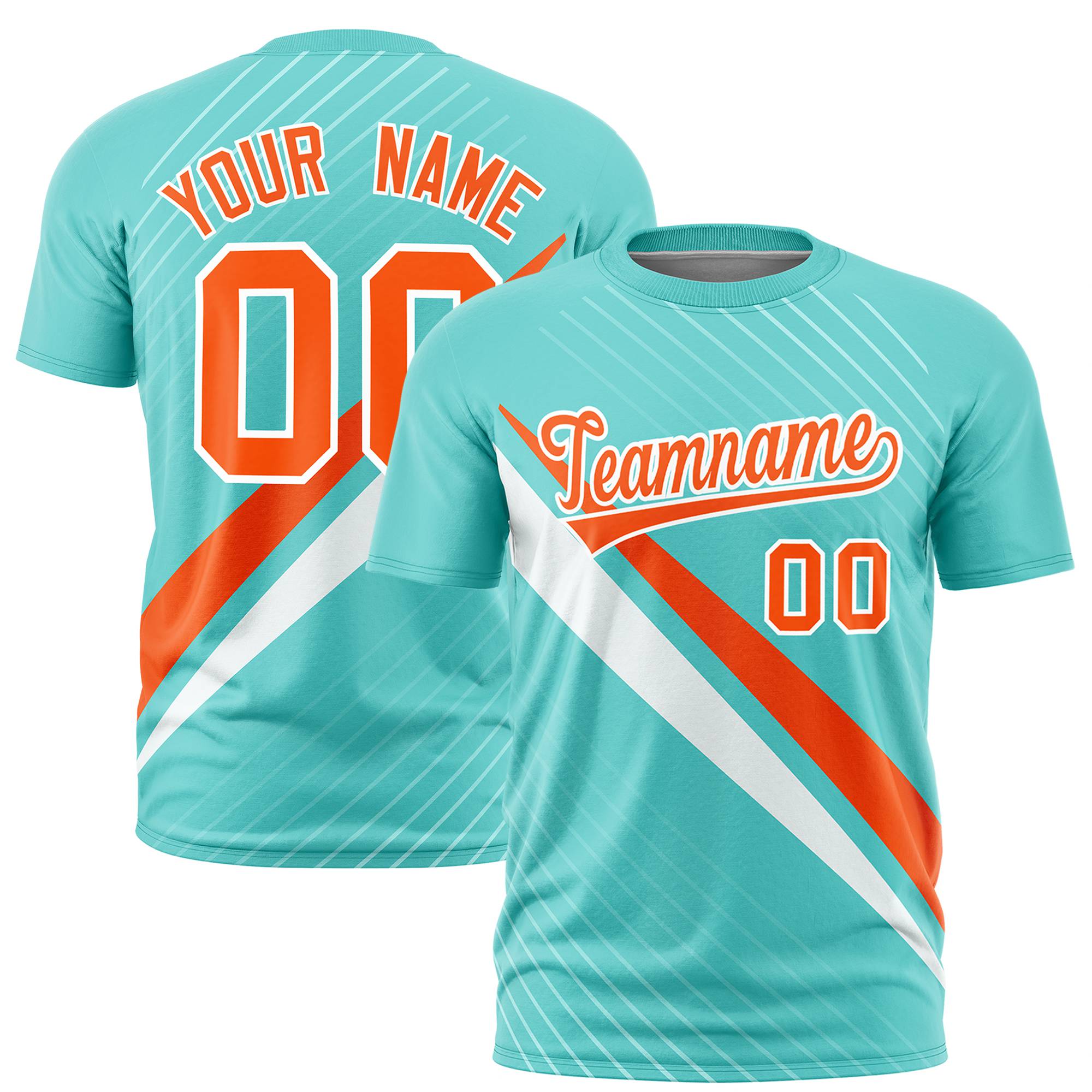 Custom Bright Green-Orange White Personalized Slash Pattern Performance T-Shirt