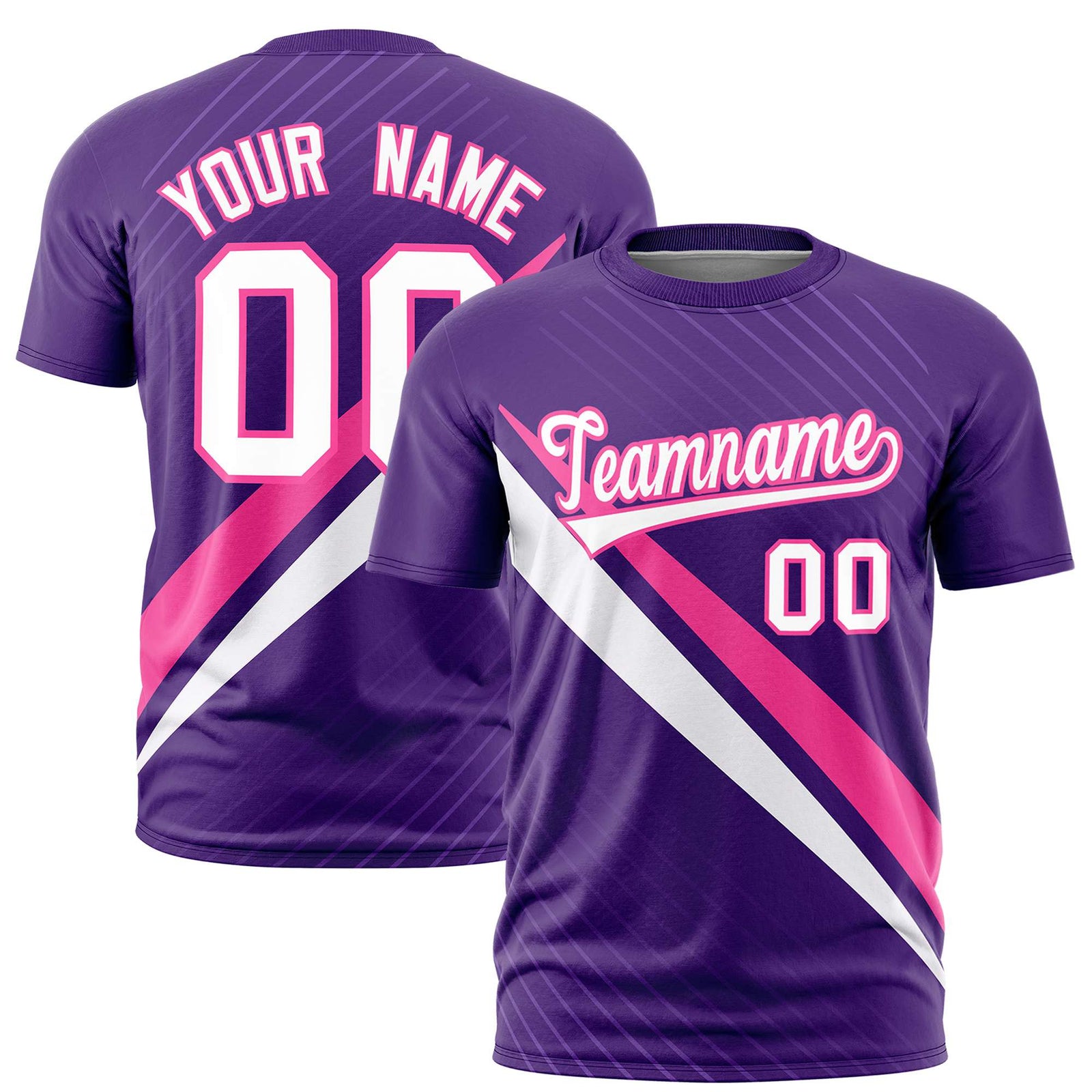 Custom Purple Pink-White Personalized Slash Pattern Performance T-Shirt