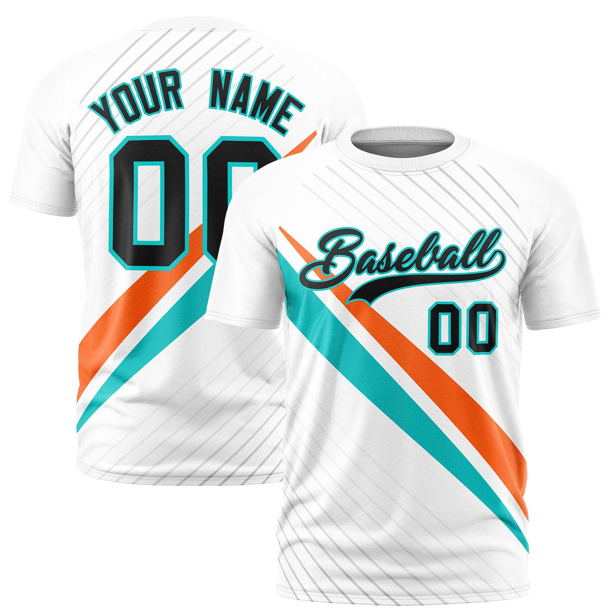 Custom White Orange-Bright Green Personalized Slash Pattern Performance T-Shirt