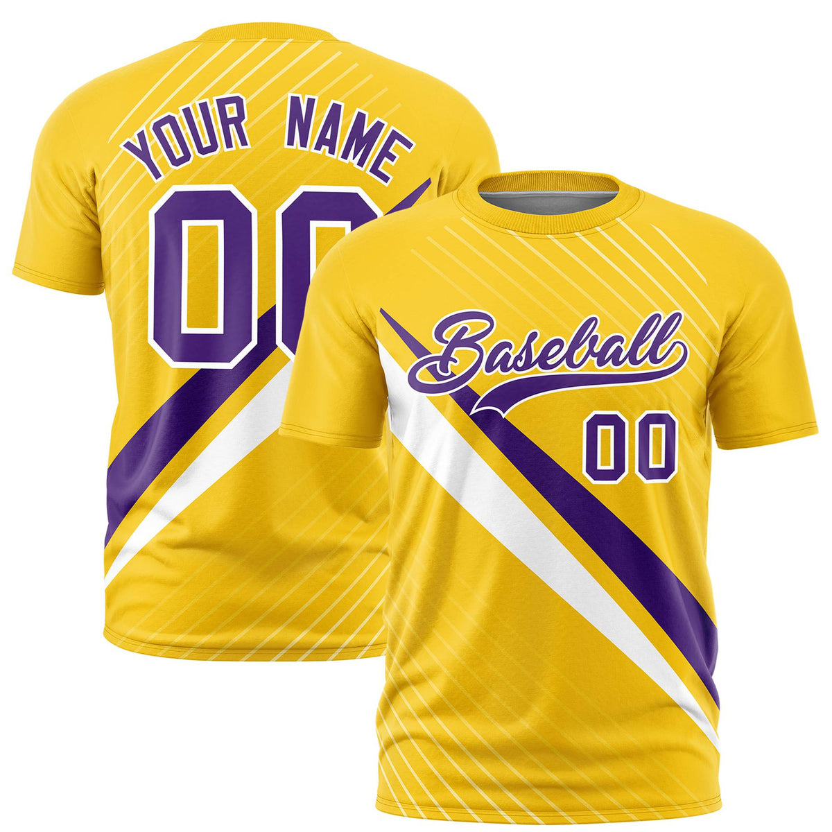 Custom Gold 01-Purple White Personalized Slash Pattern Performance T-Shirt