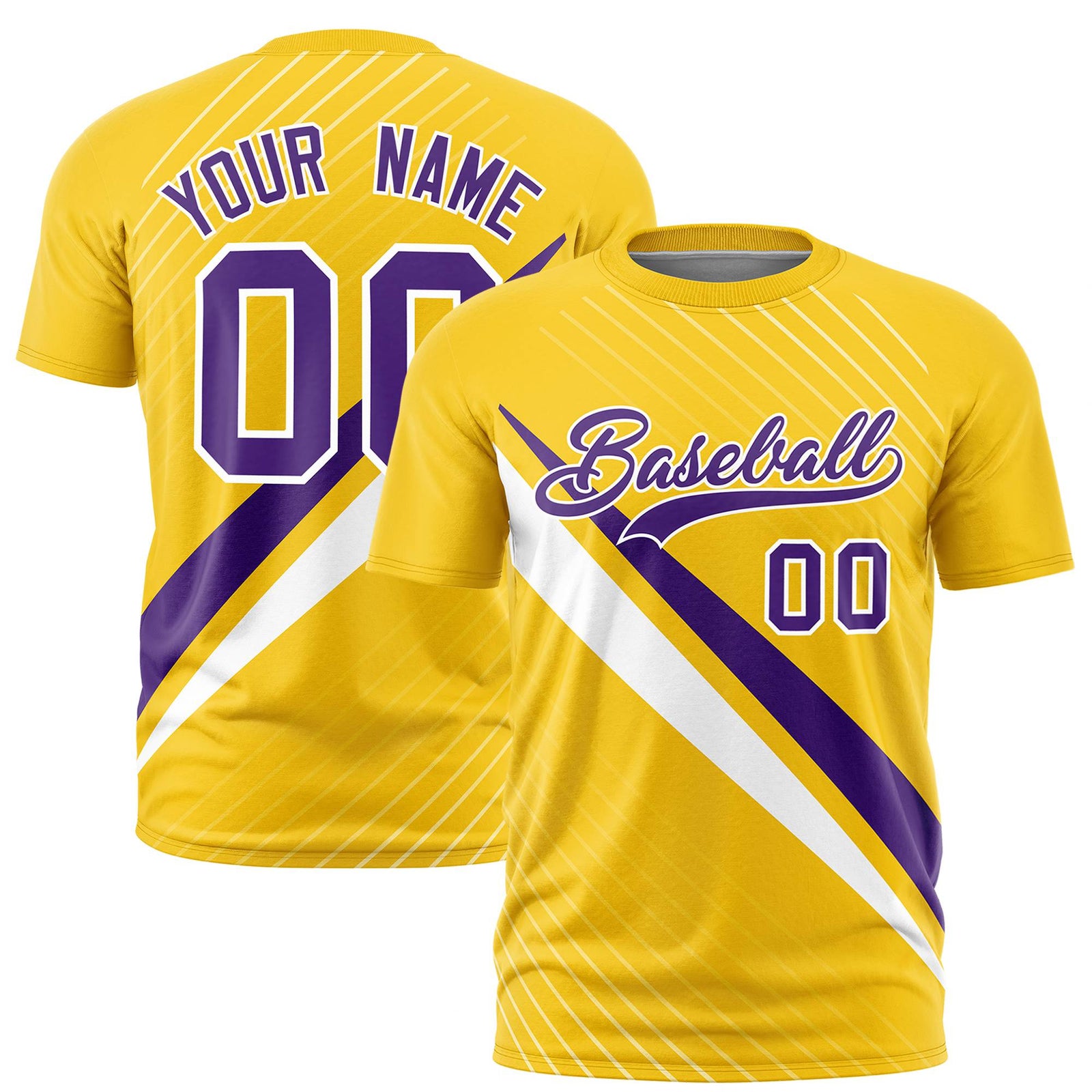 Custom Gold 01-Purple White Personalized Slash Pattern Performance T-Shirt