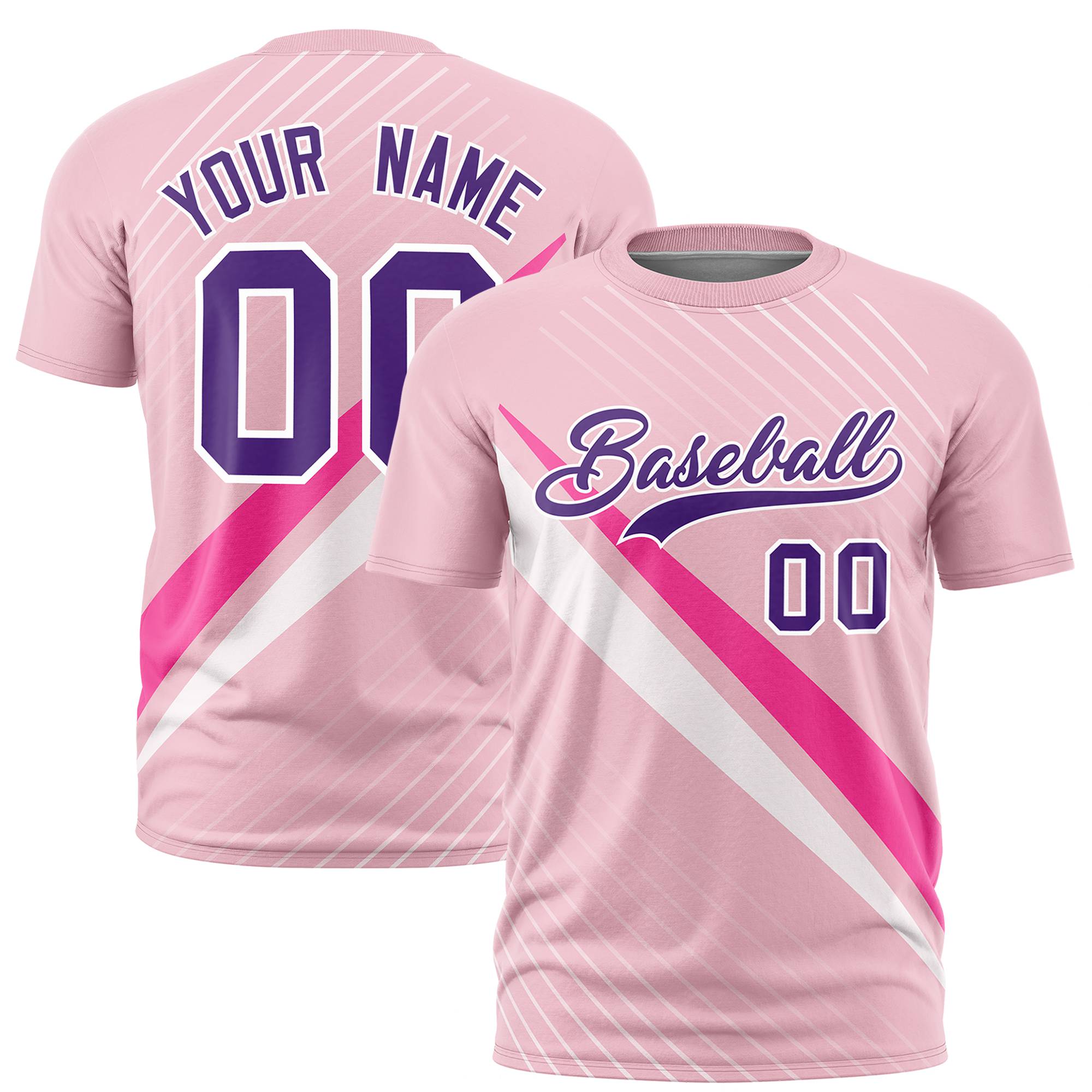 Custom Light Pink-Pink White Personalized Slash Pattern Performance T-Shirt