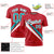 Custom Red Aqua-White Personalized Slash Pattern Performance T-Shirt