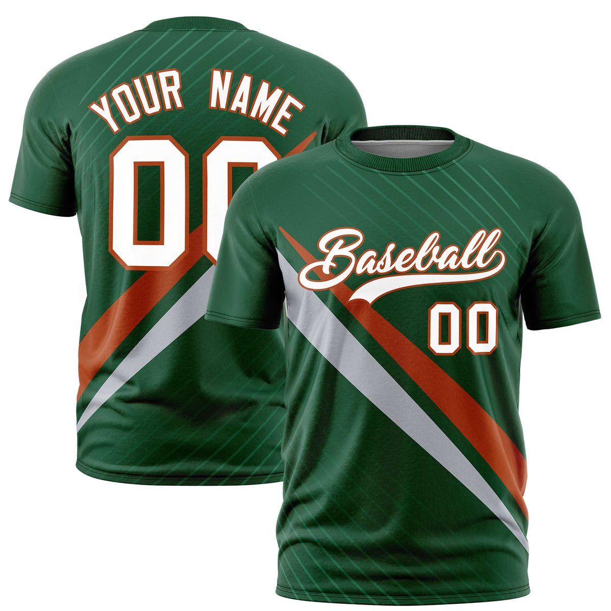 Custom Green Texas Orange-Gray Personalized Slash Pattern Performance T-Shirt