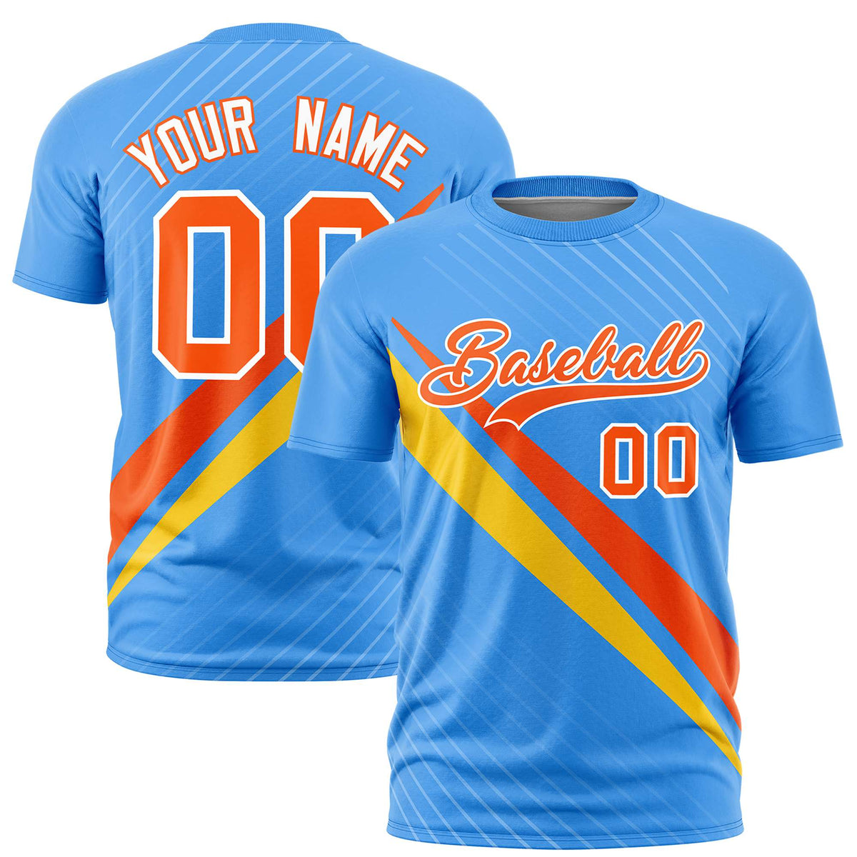 Custom Powder Blue-Orange Gold 01 Personalized Slash Pattern Performance T-Shirt