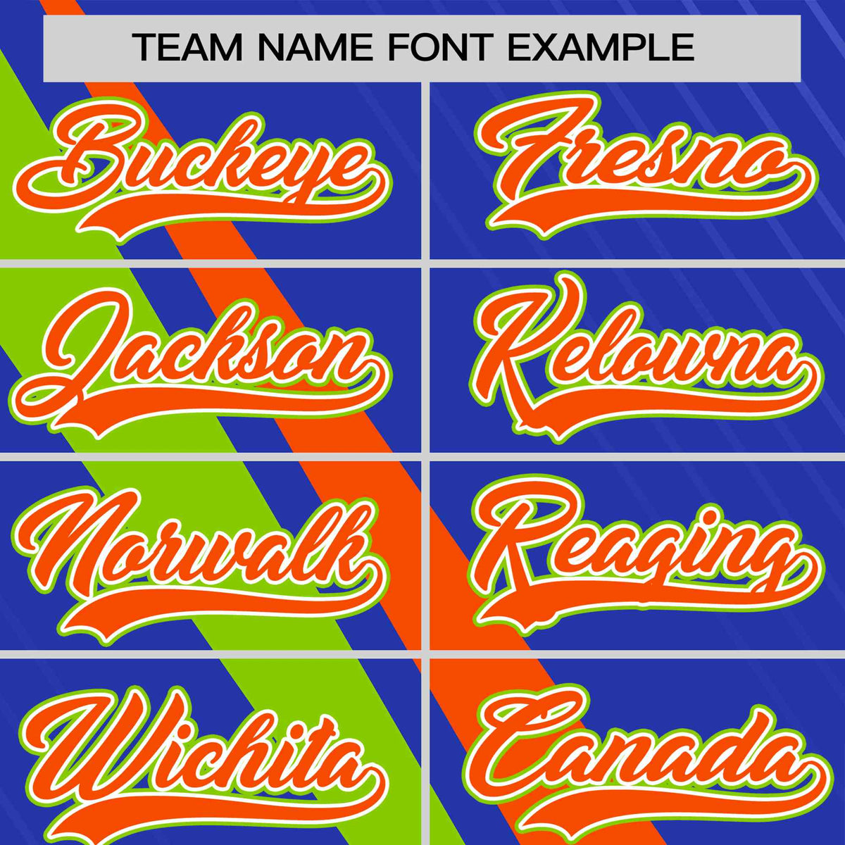Custom Royal Blue-Orange Neon Green Personalized Slash Pattern Performance T-Shirt
