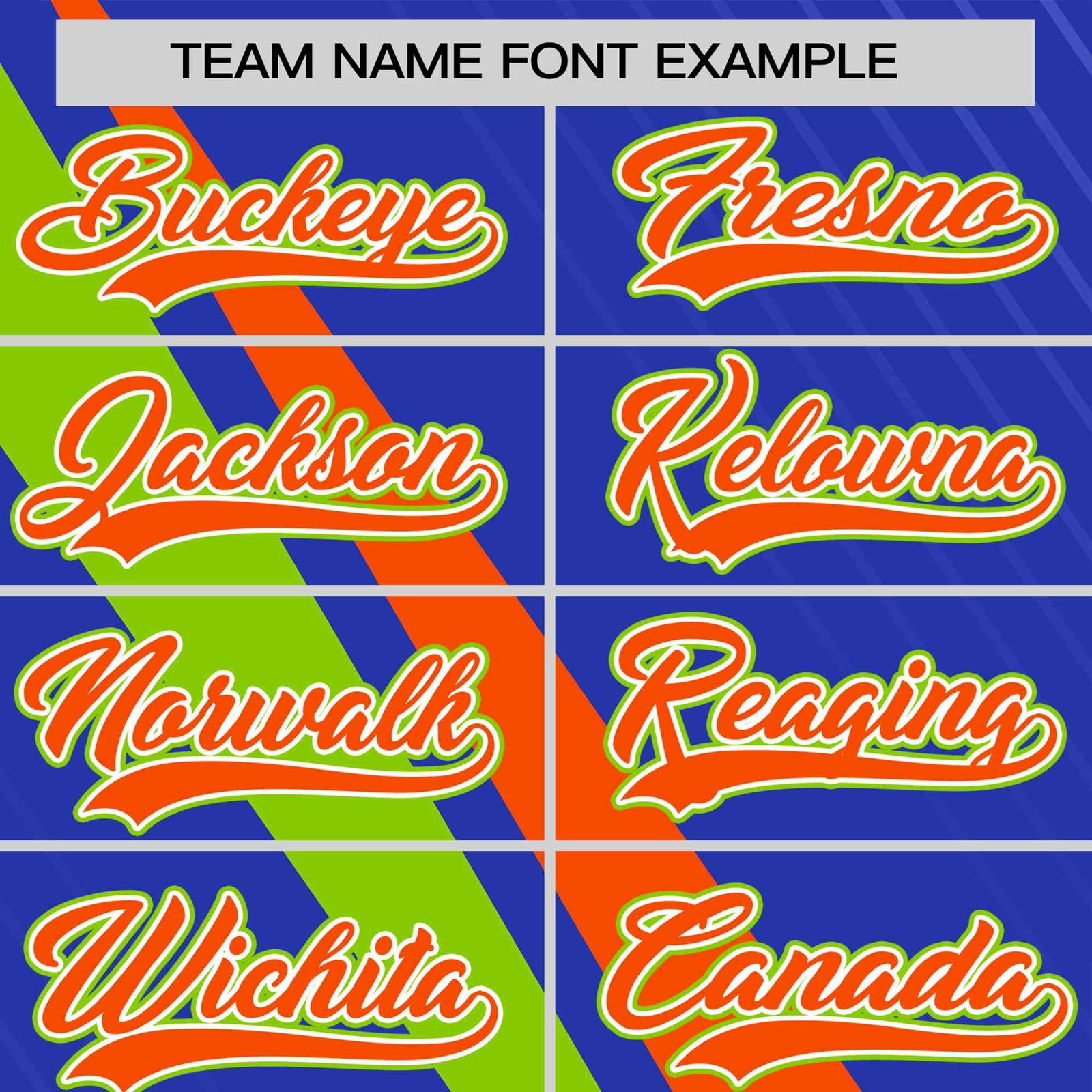 Custom Royal Blue-Orange Neon Green Personalized Slash Pattern Performance T-Shirt