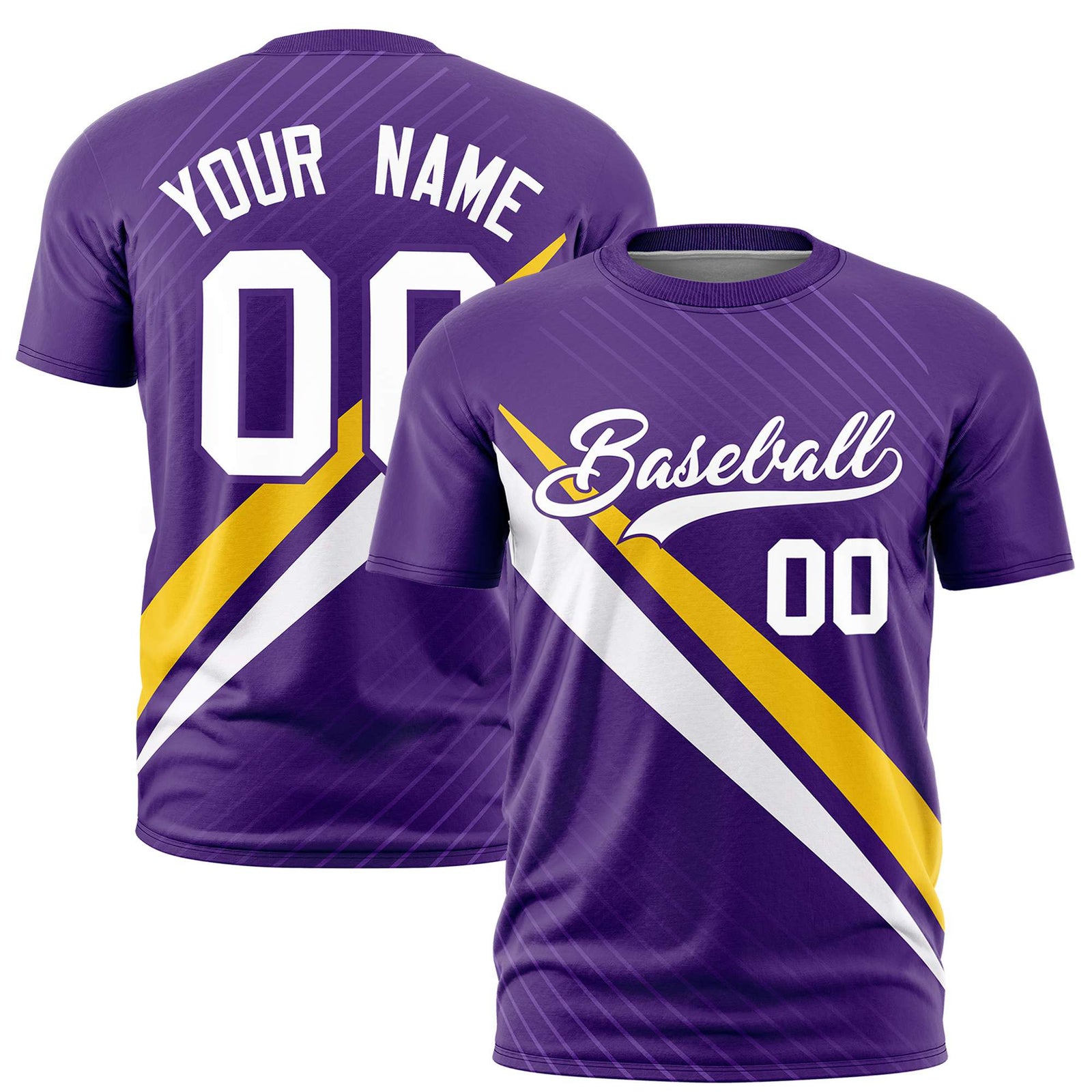 Custom Purple Gold 01-White Personalized Slash Pattern Performance T-Shirt