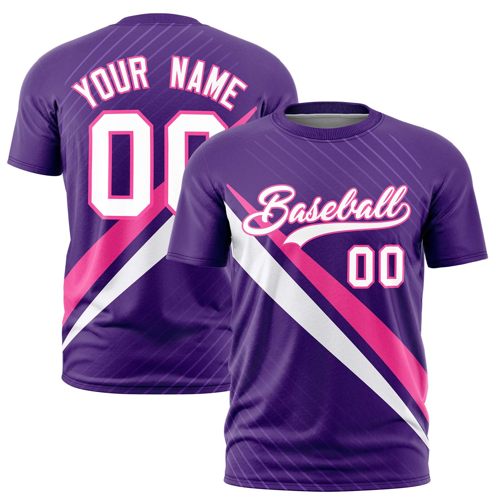 Custom Purple Pink-White Personalized Slash Pattern Performance T-Shirt